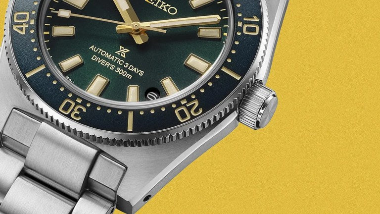 Seiko Prospex 1965 Heritage Diver HBC010J1 on stainless steel bracelet, green sunburst dial