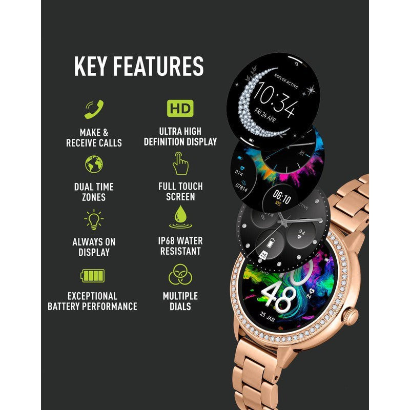 Series 41 Reflex Active Amoled Stone Set Rose Gold Smart Calling Watch