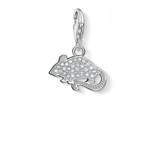 Silver Cubic Zirconia Mouse Charm