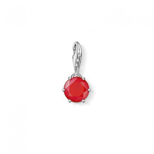 Silver July Red Coral Charm