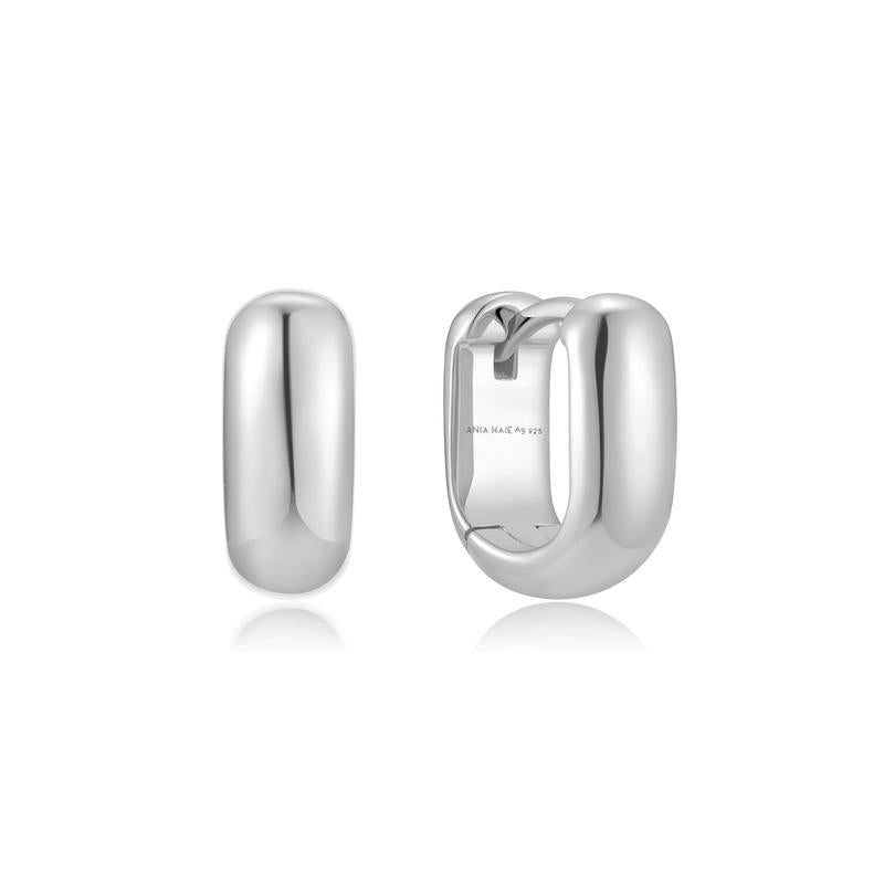 よっつ様ロンハーマン Mini Macro Hoop Silver Single Silver Mini U-Shaped Huggie Hoop Earrings – 925 Rhodium Plated