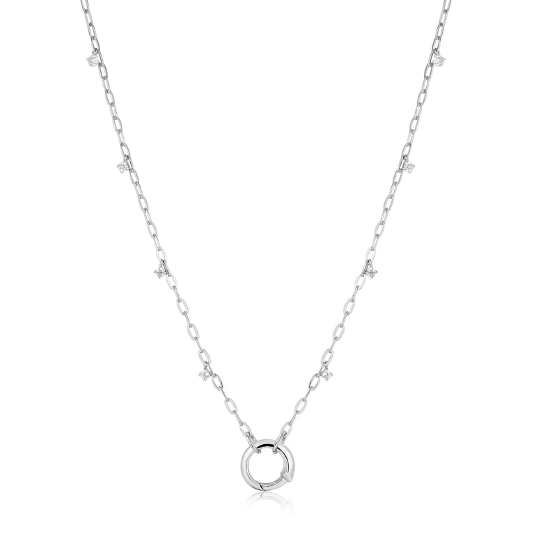 Silver Shimmer Chain Charm Connector Necklace