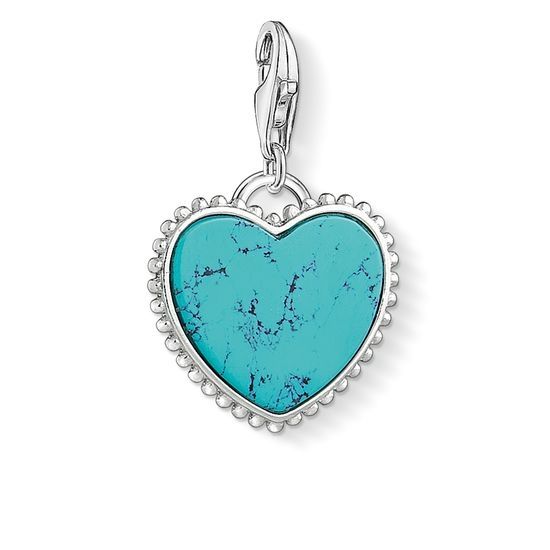 Silver Turquoise Heart Charm