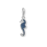 Silver Zirconia Blue Seahorse Charm