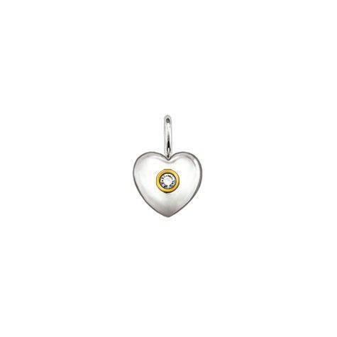 Silver and Yellow Gold Diamond Heart Pendant