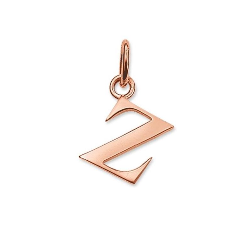 Sterling Silver Rose Gold Plated Letter Z