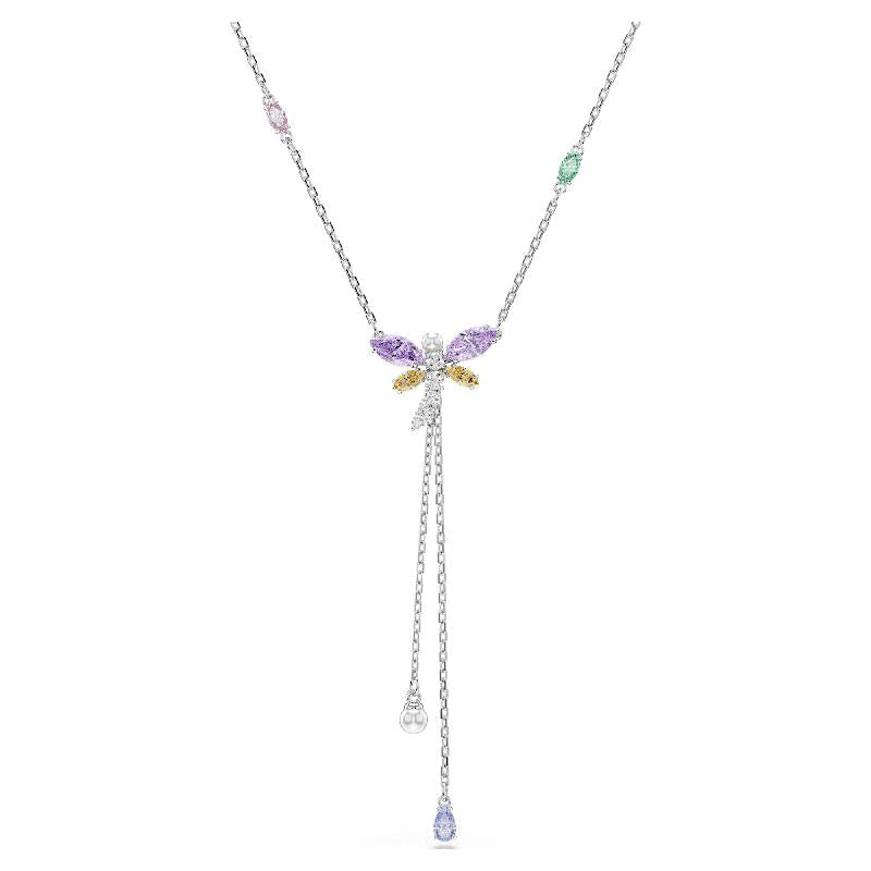 Swarovski Ariana Grande Dragonfly Mixed Cuts Multicolored Rhodium Plated Y Necklace