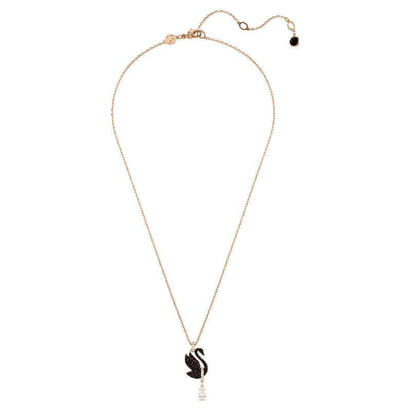 Swarovski Black Swan 18K Rose Gold Finish Pendant Necklace