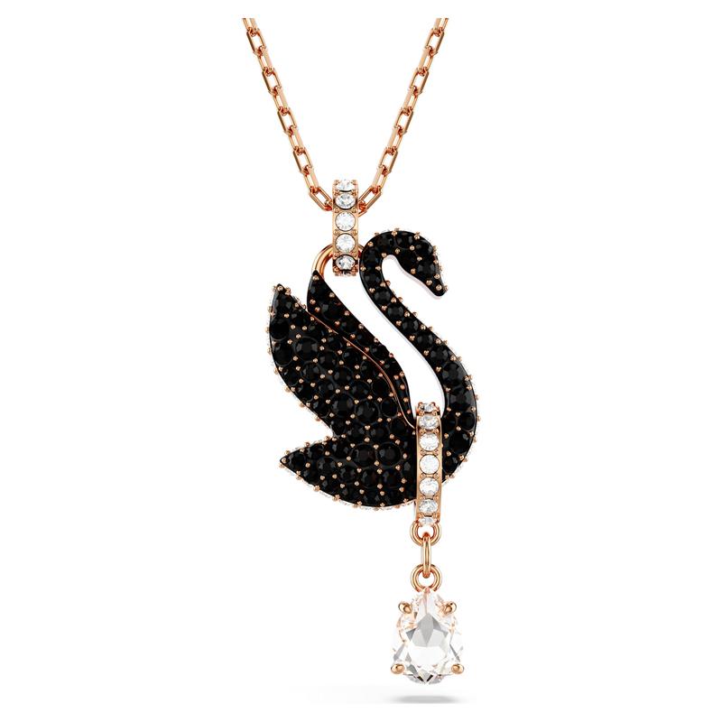 Swarovski Black Swan 18K Rose Gold Finish Pendant Necklace