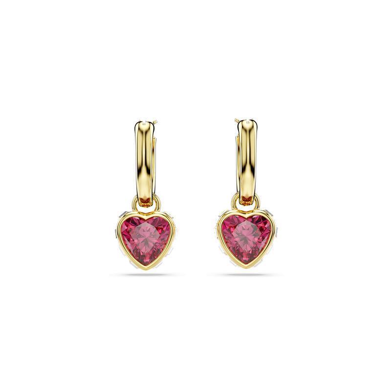 Swarovski Chroma Drop Heart Red Gold Plated Earrings