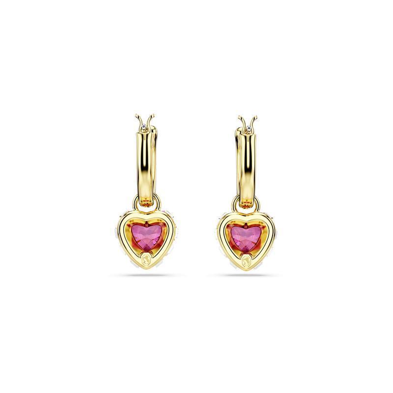 Swarovski Chroma Drop Heart Red Gold Plated Earrings