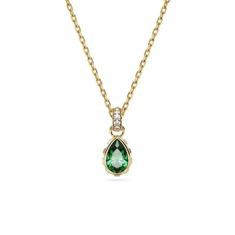 Swarovski Chroma Pear Cut Green Gold Plated Pendant