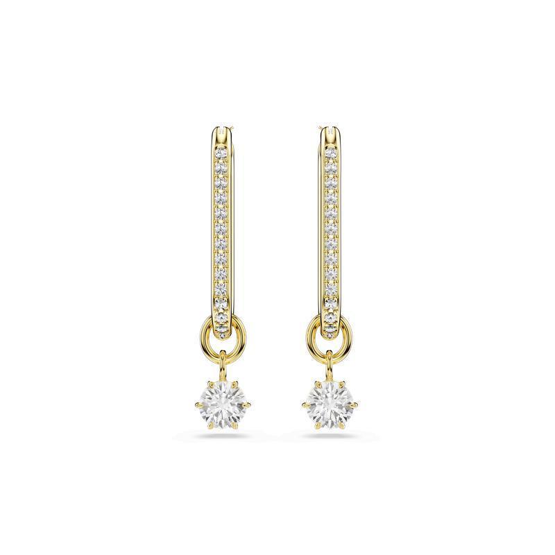 Swarovski Constella Round Cut White Gold-Plated Drop Earrings