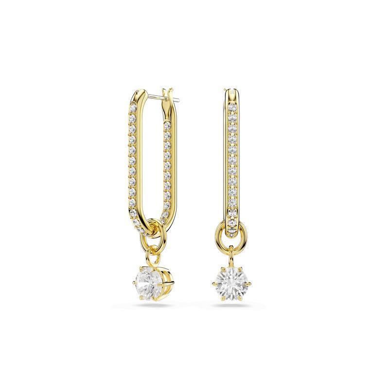 Swarovski Constella Round Cut White Gold-Plated Drop Earrings