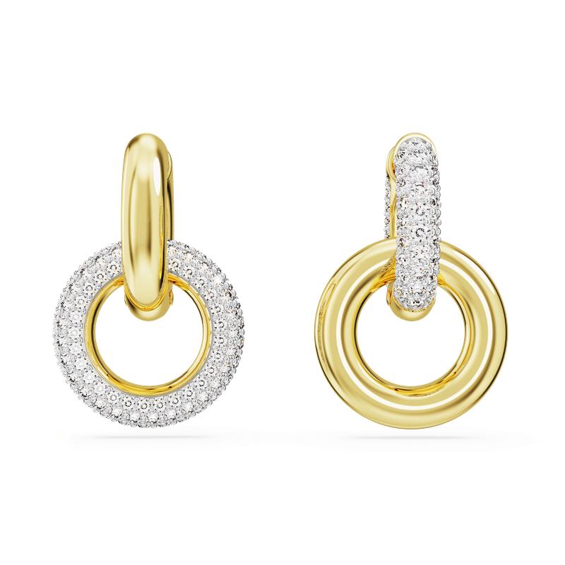Swarovski Dextera Asymmetrical Design Gold Plated Hoop Earrings
