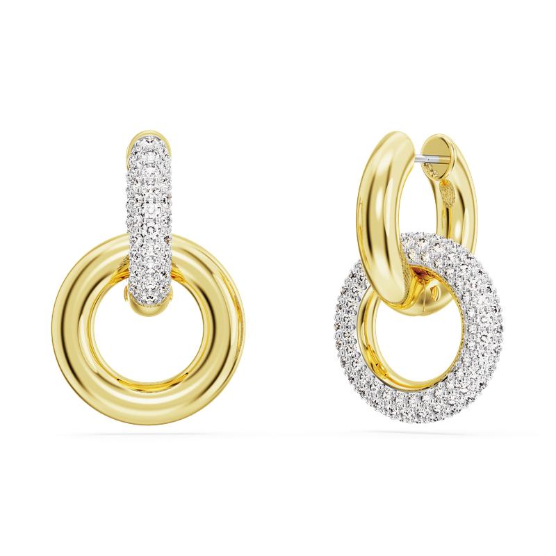 Swarovski Dextera Asymmetrical Design Gold Plated Hoop Earrings