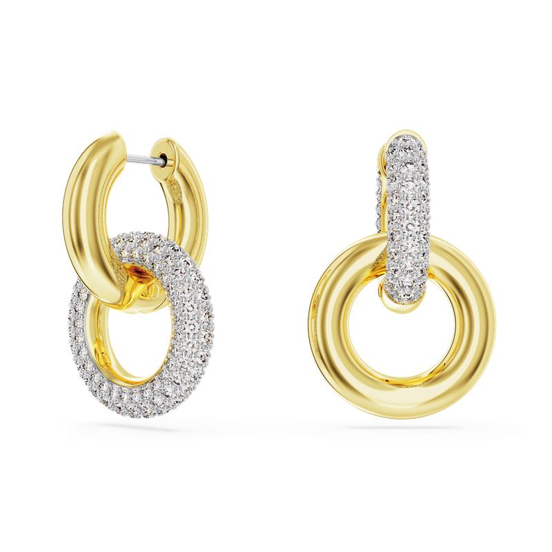 Swarovski Dextera Asymmetrical Design Gold Plated Hoop Earrings