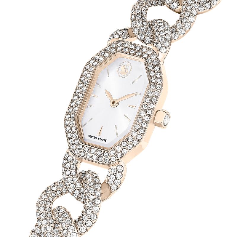 Swarovski Dextera Chain White Champagne Gold-Tone Finish Swiss Made Watch