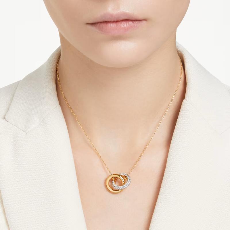 Swarovski Dextera Interlocking Loop Pavé White Gold-Plated Pendant