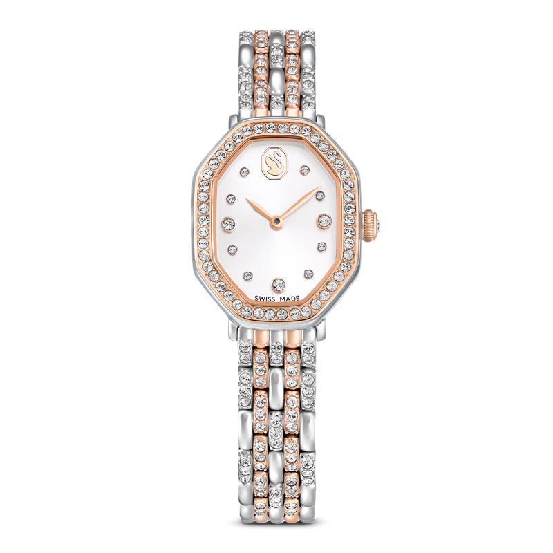 Swarovski Dextera Octagon Silver Tone Rose Gold-Tone Swiss Made Watch