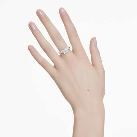 Swarovski Dextera Rhodium Plated White Crystal Pavé Ring
