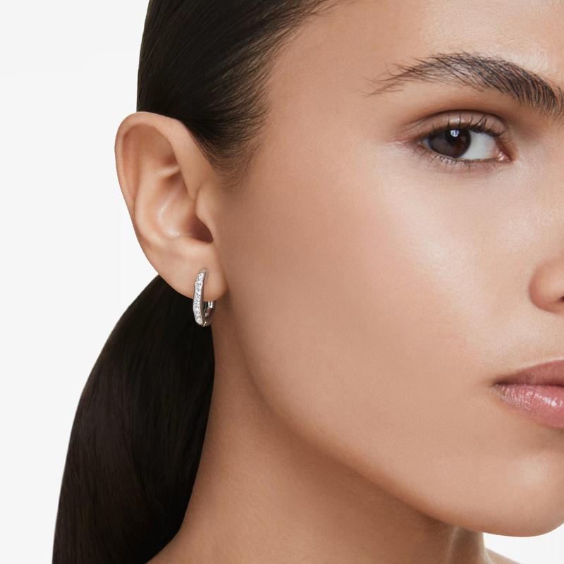 Swarovski Dextera Round Cut Hoop Silver-Tone Earrings