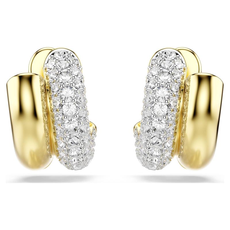 Swarovski Dextera Round Cut Mini White 18K Gold Finish Hoop Earrings
