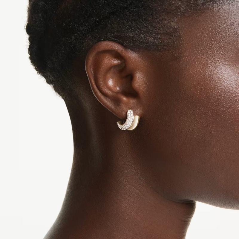 Swarovski Dextera Round Cut Mini White 18K Gold Finish Hoop Earrings