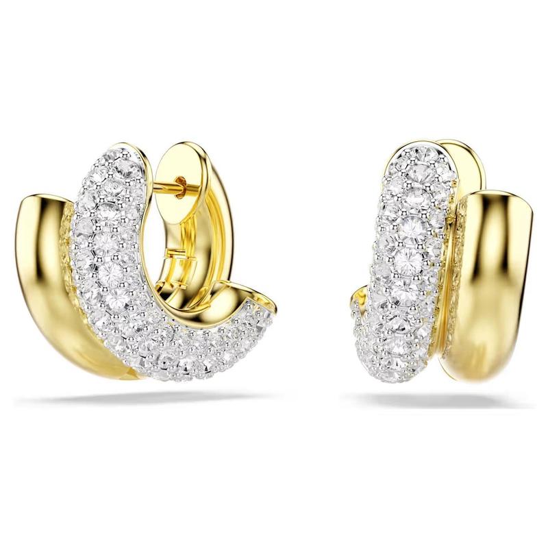 Swarovski Dextera Round Cut Mini White 18K Gold Finish Hoop Earrings