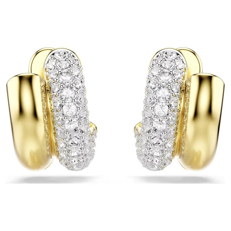 Swarovski Dextera Round Cut Mini White 18K Gold Finish Hoop Earrings