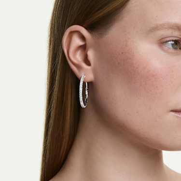 Swarovski Dextera Round Cut White Rhodium Plated Hoop Earrings