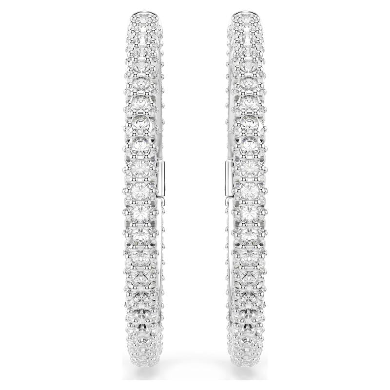 Swarovski Dextera Round Cut White Rhodium Plated Hoop Earrings