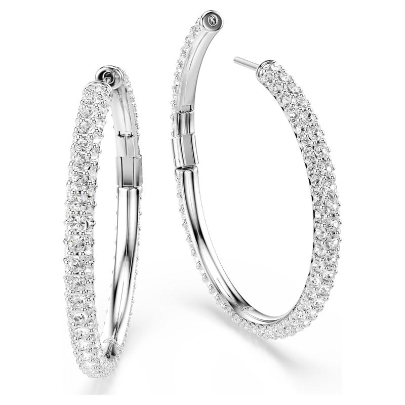 Swarovski Dextera Round Cut White Rhodium Plated Hoop Earrings