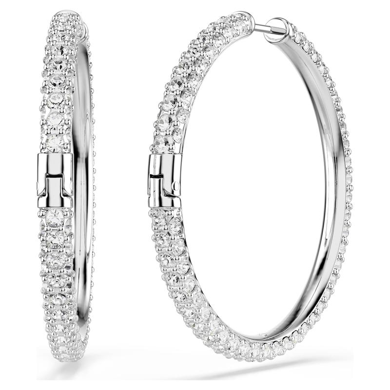 Swarovski Dextera Round Cut White Rhodium Plated Hoop Earrings