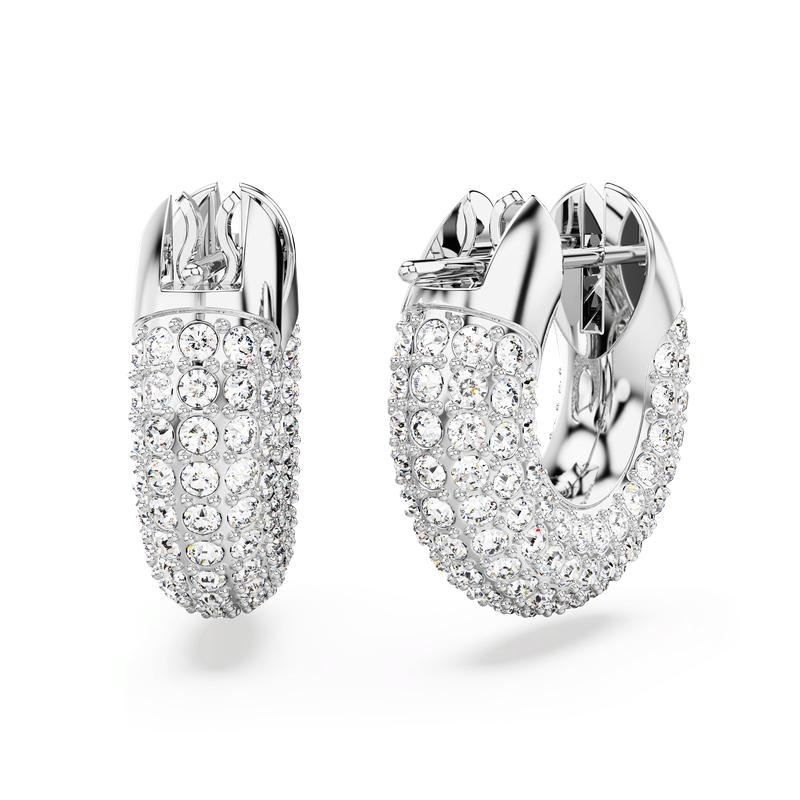 Swarovski Dextera Small White Rhodium Plated Hoop Earrings