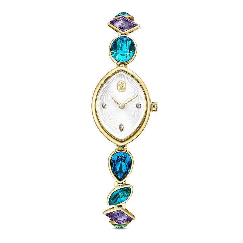 Swarovski Gema Crystal Bracelet Gold Tone Swiss Made Watch