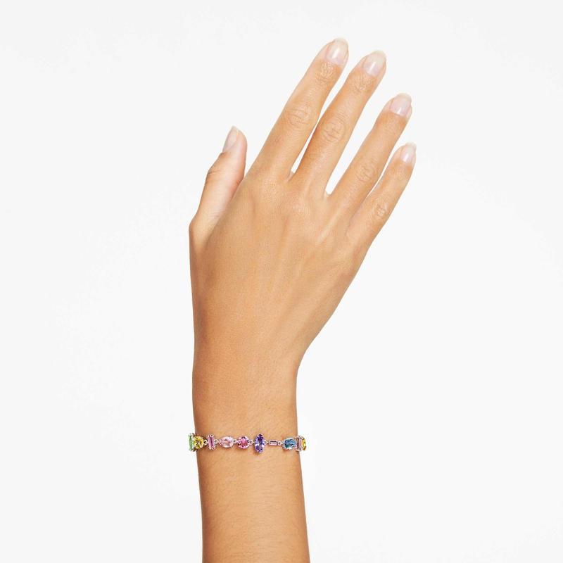 Swarovski Gema Mixed Cuts Multicolored Rhodium Plated Bracelet