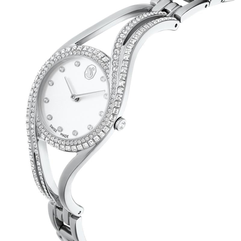 Swarovski Hyperbola Bangle Silver Tone Stainless Steel Swiss Made Watch