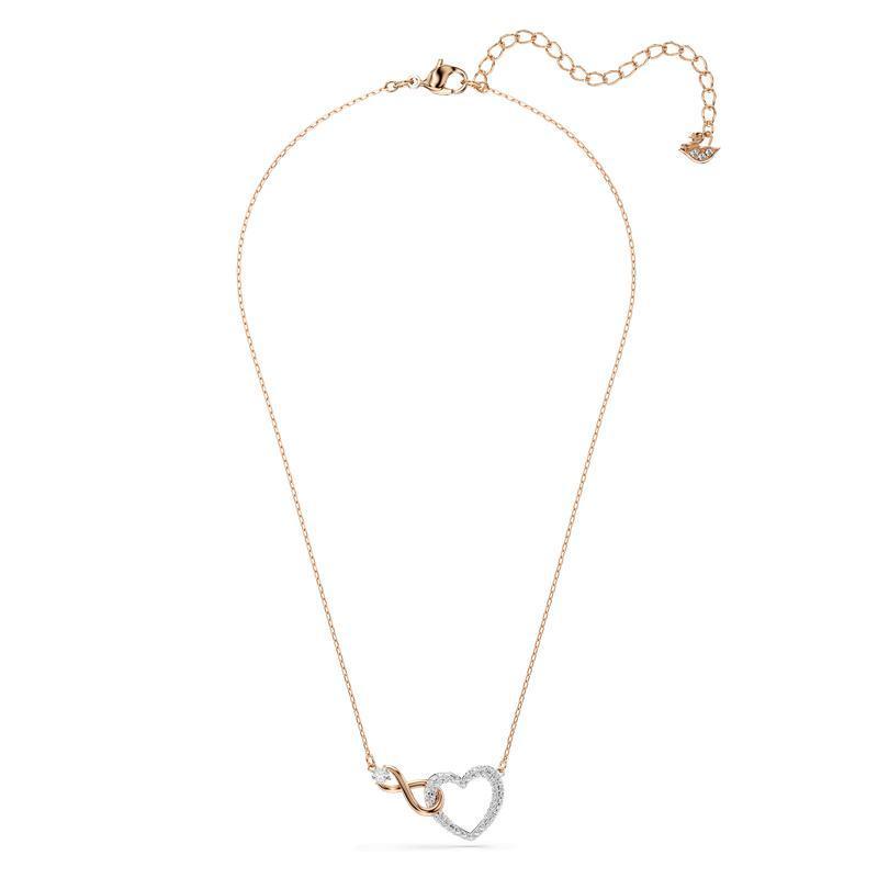 Swarovski Hyperbola Crystal Heart Infinity Rose-Gold White Necklace