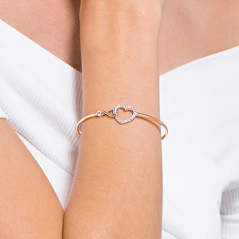 Swarovski Hyperbola Infinity Heart White Mixed Metal Bangle