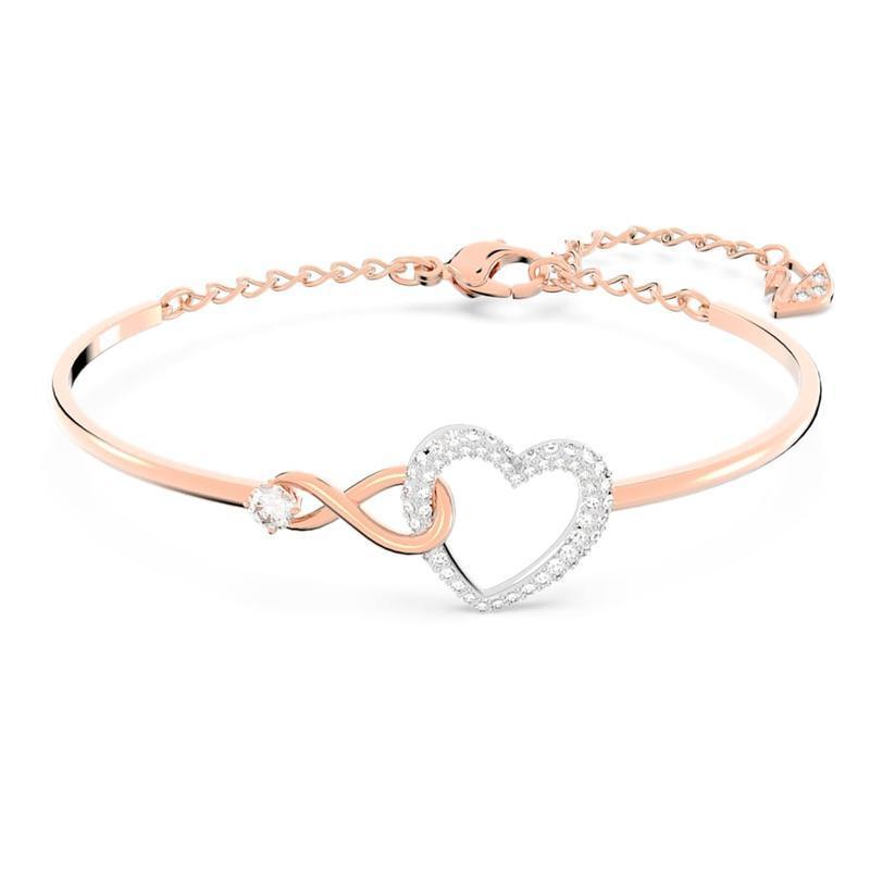 Swarovski Hyperbola Infinity Heart White Mixed Metal Bangle