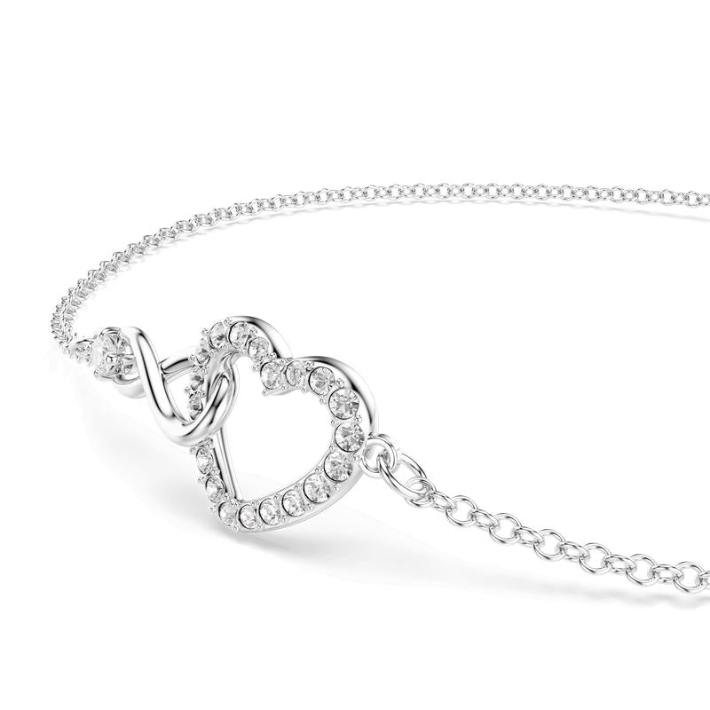 Swarovski Hyperbola Infinity and Heart White Rhodium Plated Bracelet