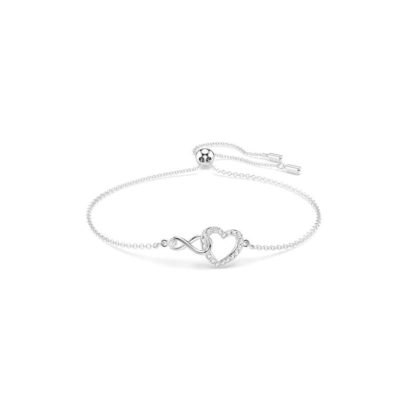 Swarovski Hyperbola Infinity and Heart White Rhodium Plated Bracelet