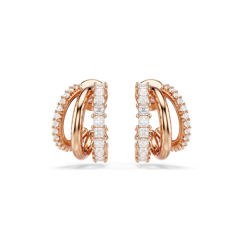 Swarovski Hyperbola Mixed Cuts Mini White Rose Gold Plated Hoop Earrings