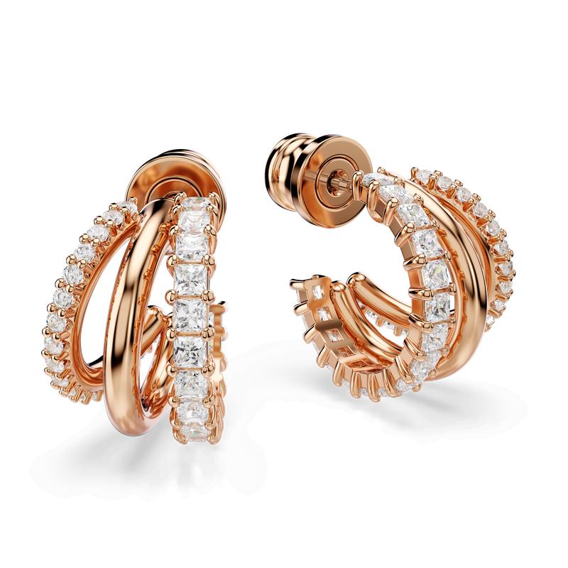Swarovski Hyperbola Mixed Cuts Mini White Rose Gold Plated Hoop Earrings