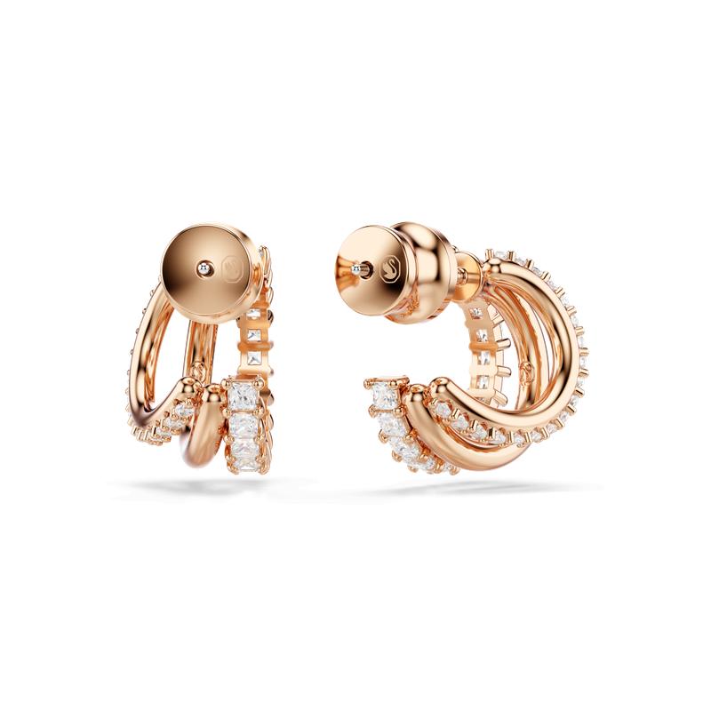 Swarovski Hyperbola Mixed Cuts Mini White Rose Gold Plated Hoop Earrings