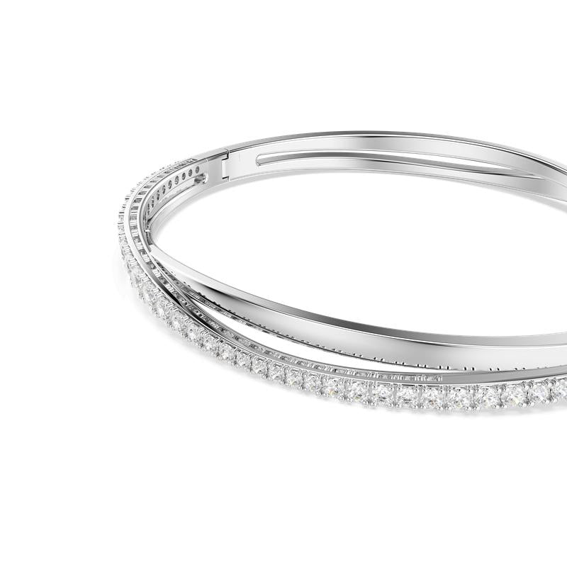 Swarovski Hyperbola Round Cut White Rhodium Plated Bangle