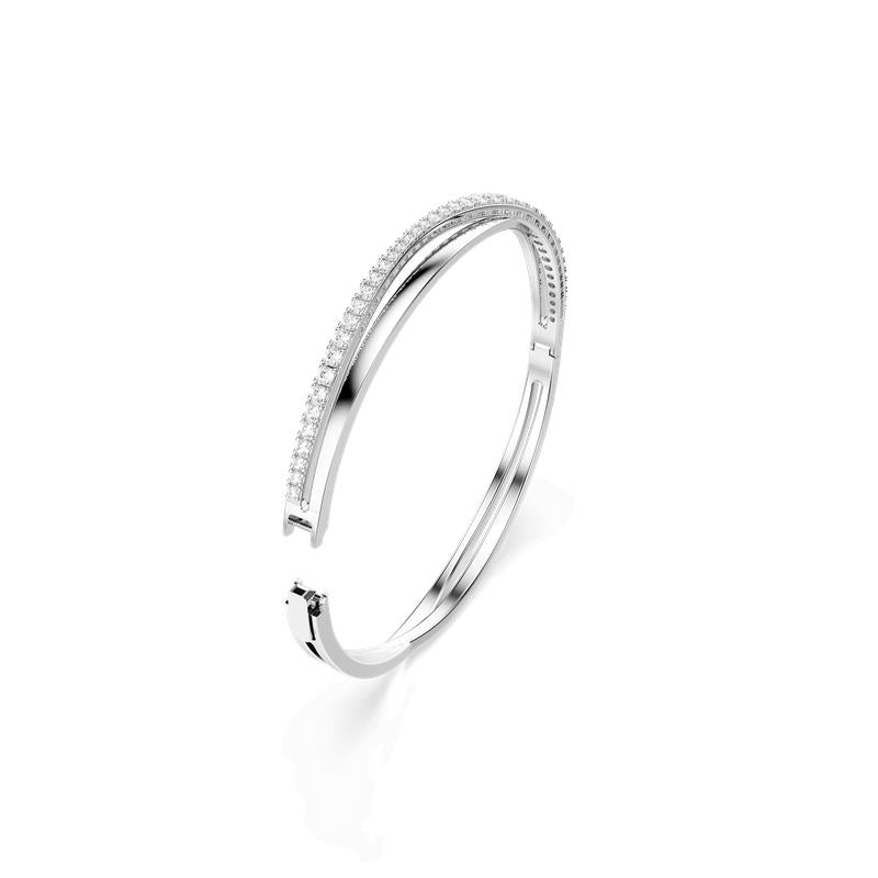 Swarovski Hyperbola Round Cut White Rhodium Plated Bangle