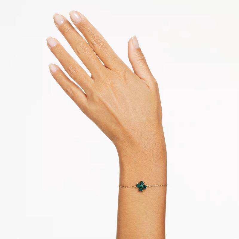 Swarovski Idyllia Clover Crystal Gold Plated Green Bracelet