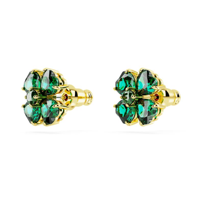 Swarovski Idyllia Clover Green Gold Tone Plated Stud Earrings
